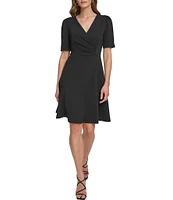 DKNY by Donna Karan V Neck Short Sleeve A Line Silhouette