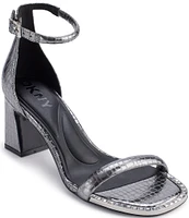 DKNY by Donna Karan Wenda Crocodile Embossed Leather Ankle Strap Sandals