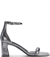 DKNY by Donna Karan Wenda Crocodile Embossed Leather Ankle Strap Sandals