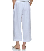 DKNY by Donna Karan Wide Leg Drawstring Woven Linen Blend Coordinating Pocketed Pants