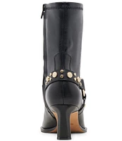 Dolce Vita Arya Stud Leather Studded Ankle Strap Pointed Toe Booties