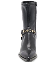 Dolce Vita Arya Stud Leather Studded Ankle Strap Pointed Toe Booties