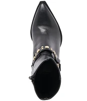 Dolce Vita Arya Stud Leather Studded Ankle Strap Pointed Toe Booties