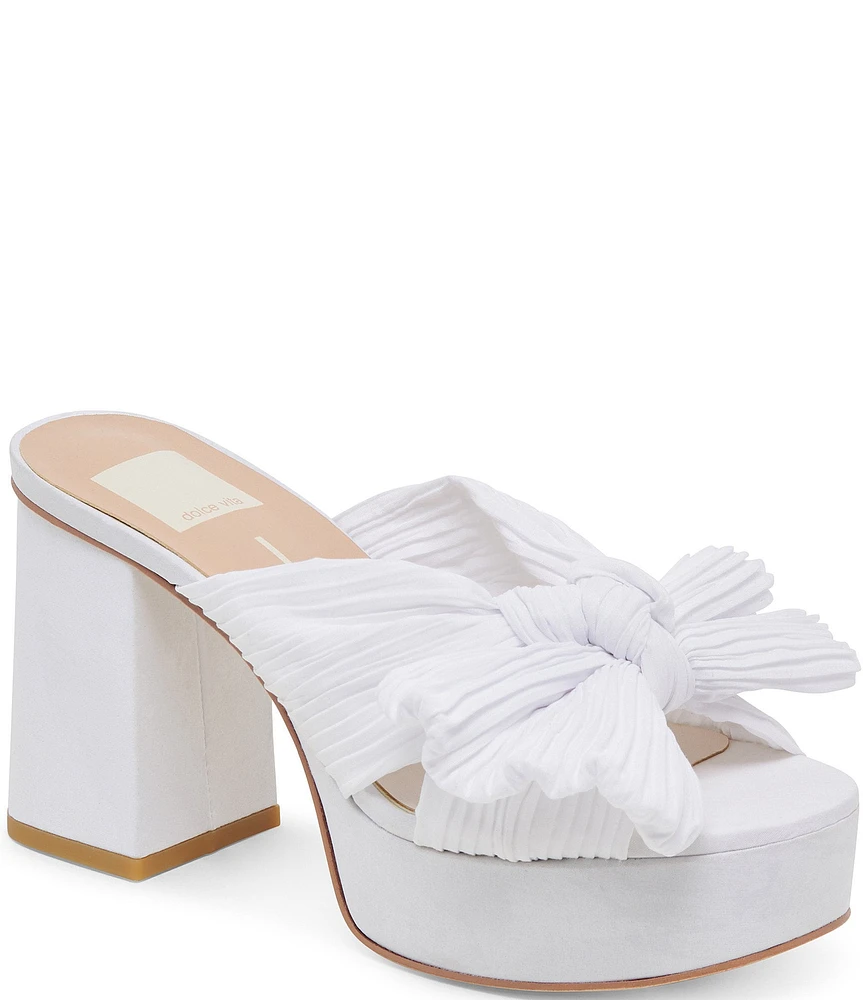 Dolce Vita Blare Pleated Fabric Bow Platform Block Heel Dress Sandals