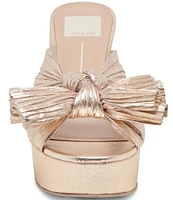 Dolce Vita Blare Pleated Metallic Fabric Bow Platform Dress Sandals