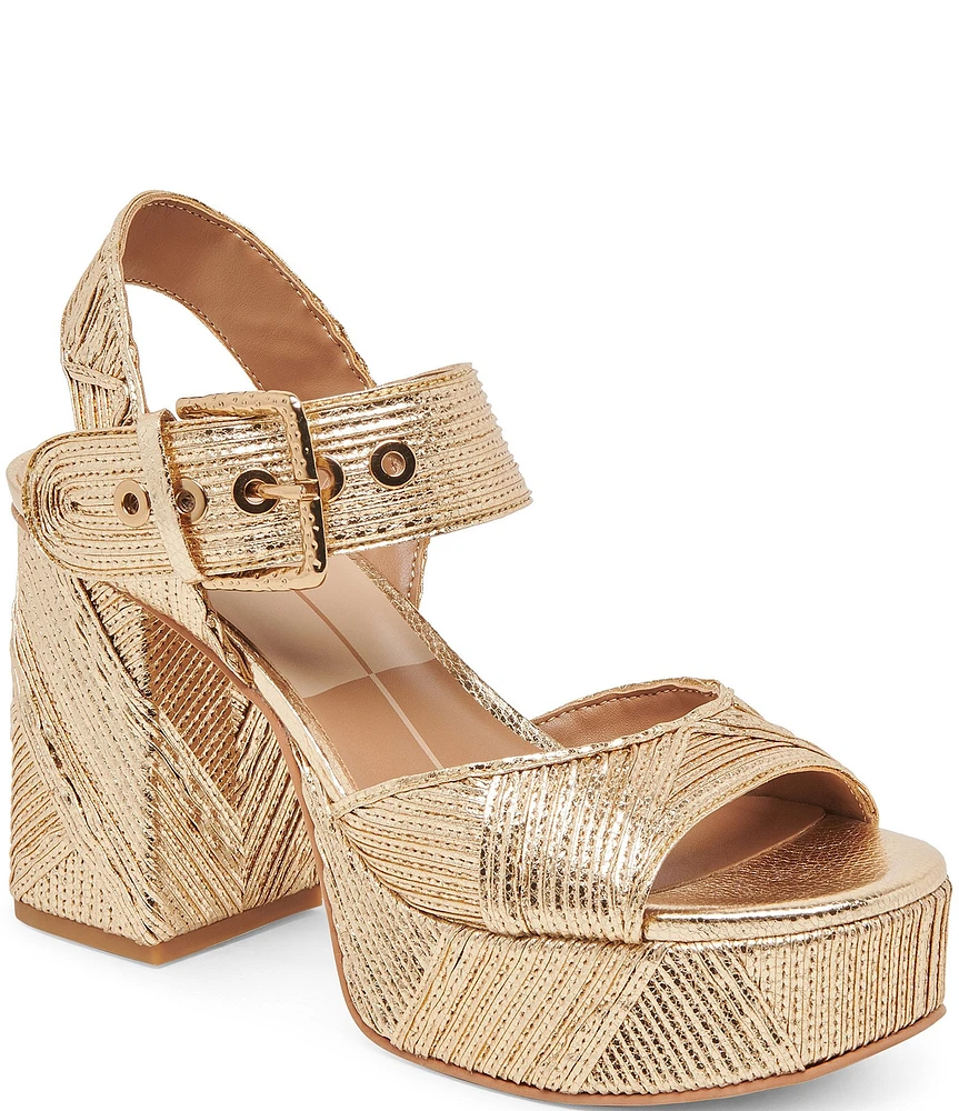 Dolce Vita Bobby Deco Leather Ankle Strap Platform Sandals