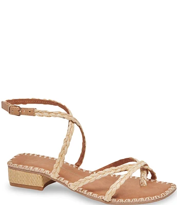 Dolce Vita Brinn Raffia Strappy Ankle Wrap Sandals