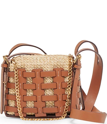 Dolce Vita Cassis Raffia Woven Leather Crossbody Bag