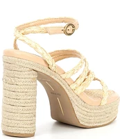 Dolce Vita Catina Raffia Ankle Wrap Strappy Platform Sandals