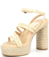 Dolce Vita Catina Raffia Ankle Wrap Strappy Platform Sandals