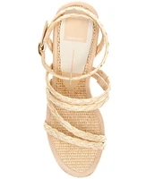 Dolce Vita Catina Raffia Ankle Wrap Strappy Platform Sandals