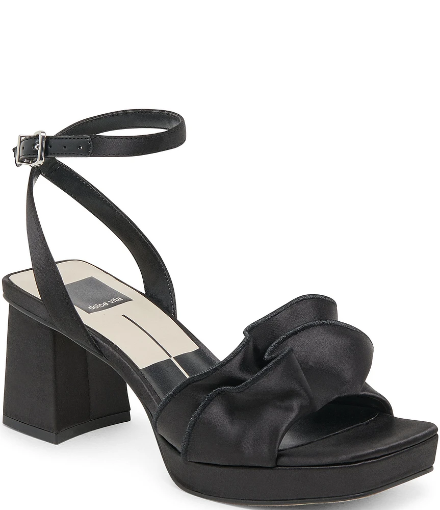 Dolce Vita Cheer Satin Ruffle Ankle Strap Platform Sandals