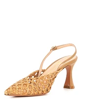 Dolce Vita Gloria Woven Leather Pointed Toe Slingback Pumps