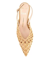 Dolce Vita Gloria Woven Leather Pointed Toe Slingback Pumps