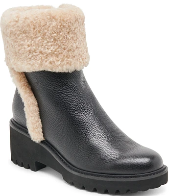 Dolce Vita Hug H2O Waterproof Leather Faux Fur Lug Sole Booties