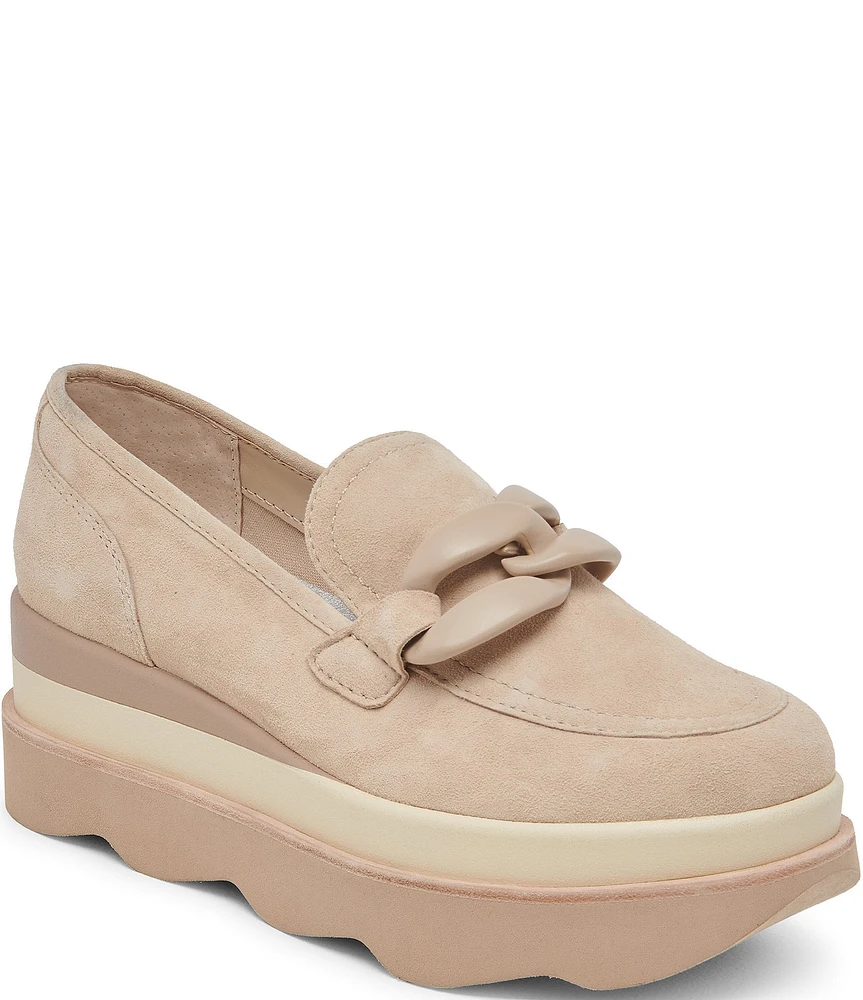 Dolce Vita Jaksen Suede Chain Detail Platform Loafers