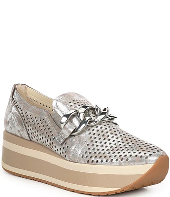 Dolce Vita Jhenee Perforated Metallic Chain Detail Platform Loafers