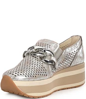 Dolce Vita Jhenee Perforated Metallic Chain Detail Platform Loafers