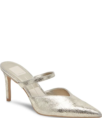 Dolce Vita Kanika Metallic Leather Pointed Toe Dress Mules