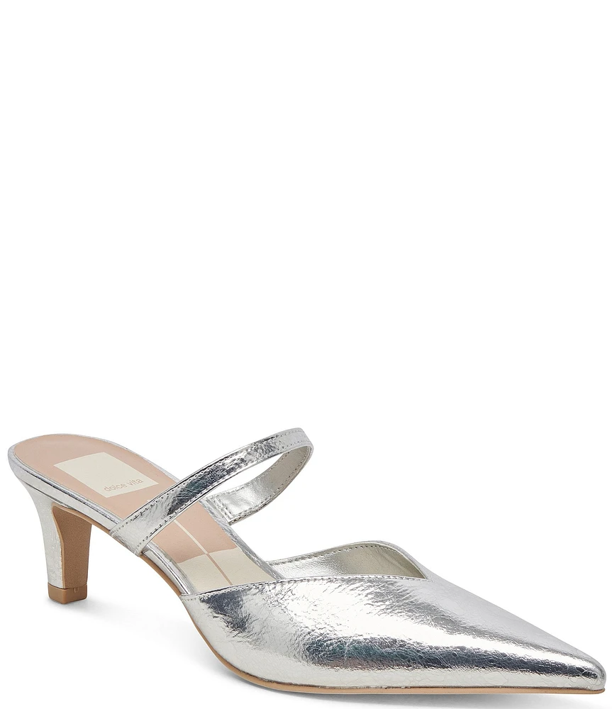 Dolce Vita Kanika Metallic Leather Dress Mules