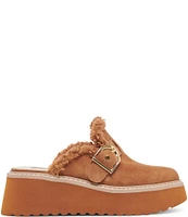 Dolce Vita Lelani Plush Suede Cozy Buckle Detail Platform Mules