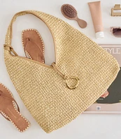 Dolce Vita Raffia Hardware Detail Hobo Bag
