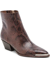 Dolce Vita Nonah Snake Leather Metal Detail Pointed Toe Booties