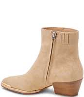 Dolce Vita Nonah Suede Metal Detail Pointed Toe Booties