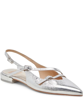 Dolce Vita Pamla Metallic Pointed Toe Buckle Detail Slingback Flats