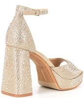 Dolce Vita Pandro Crystal Platform Block Heel Ankle Strap Dress Sandals