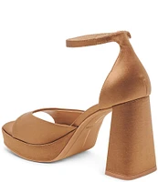 Dolce Vita Pandro Satin Platform Block Heel Ankle Strap Dress Sandals