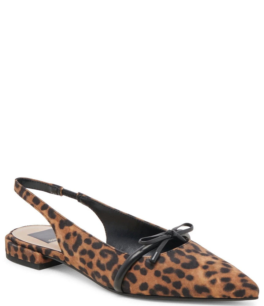 Dolce Vita Payge Leopard Print Suede Slingback Bow Flats