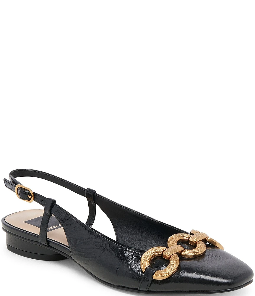 Dolce Vita Ramano Crinkle Patent Leather Slingback Flats