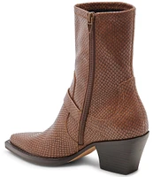 Dolce Vita Rave Snake Embossed Leather Buckled Strap Detail Pointed Toe Booties