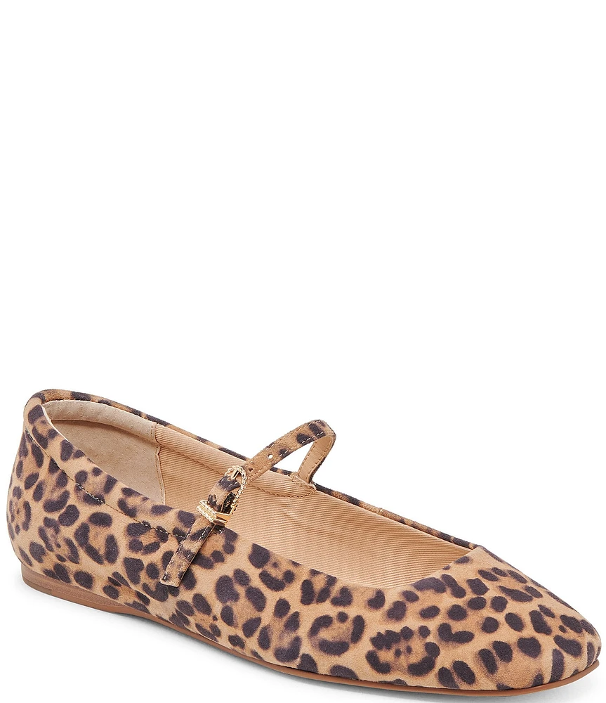 Dolce Vita Reyes Animal Print Leather Mary Jane Ballet Flats