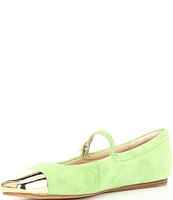 Dolce Vita Reyes Metallic Cap Toe Suede Mary Jane Ballet Flats