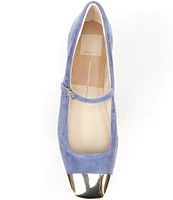 Dolce Vita Reyes Metallic Cap Toe Suede Mary Jane Ballet Flats