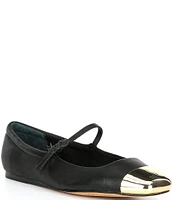 Dolce Vita Reyes Metallic Toe Cap Leather Mary Jane Ballet Flats