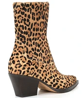 Dolce Vita Rutger Leopard Calf Hair Pointed Toe Booties