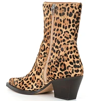 Dolce Vita Rutger Leopard Calf Hair Pointed Toe Booties