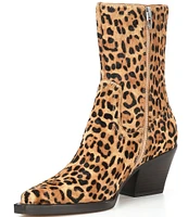 Dolce Vita Rutger Leopard Calf Hair Pointed Toe Booties