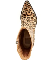 Dolce Vita Rutger Leopard Calf Hair Pointed Toe Booties