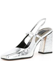 Dolce Vita Soyer Metallic Slingback Leather Square Toe Pumps