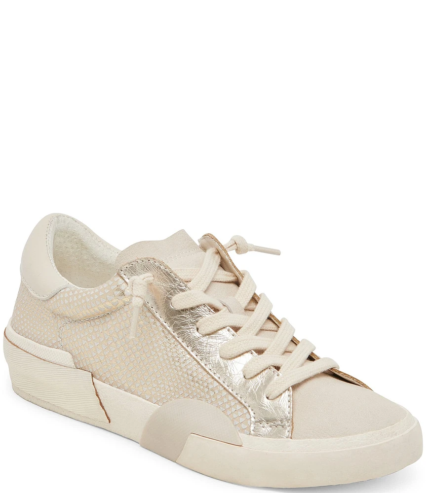 Dolce Vita Zina Embossed Leather Metallic Accent Sneakers