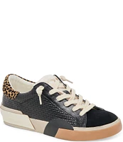 Dolce Vita Zina Plush Woven Embossed Leather Cheetah Print Calf Hair Slip On Sneakers