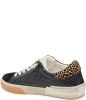 Dolce Vita Zina Plush Woven Embossed Leather Cheetah Print Calf Hair Slip On Sneakers