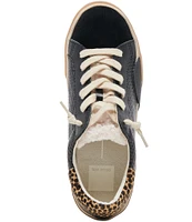 Dolce Vita Zina Plush Woven Embossed Leather Cheetah Print Calf Hair Slip On Sneakers