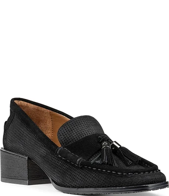 Donald Pliner Arroyo Suede Tailored Heel Loafers