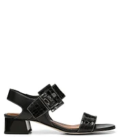 Donald Pliner Vixi Crocodile Embossed Leather and Suede Buckle Detail Sandals