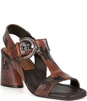 Donald Pliner Erin Snake Embossed Leather T-Strap Sandals